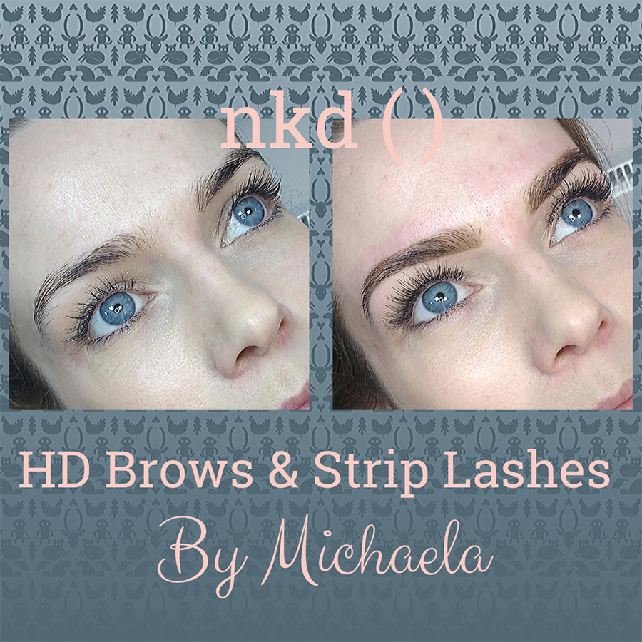 HD brows and strip lashes before and after - by Michaela